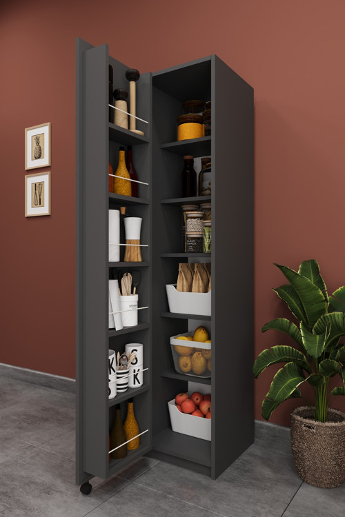 Lüks Çok Amaçlı Kiler Dolabı %100 MDF Erzak Organizer Mutfak Dolabı MK19