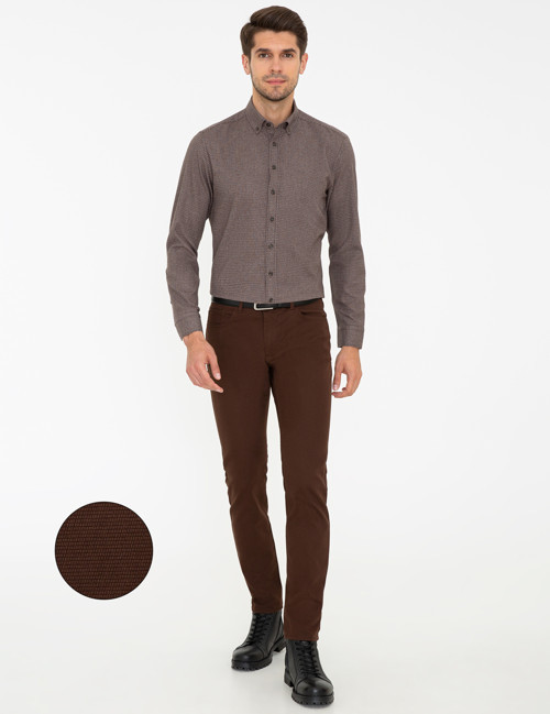 Kahverengi Slim Fit Kanvas Pantolon 50239836-VR029