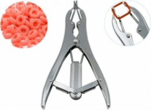 Metal Boynuz ve Kuyruk Düşürme Elastratör Pensi+ 100 Adet Düşürme Lastiği Hediye