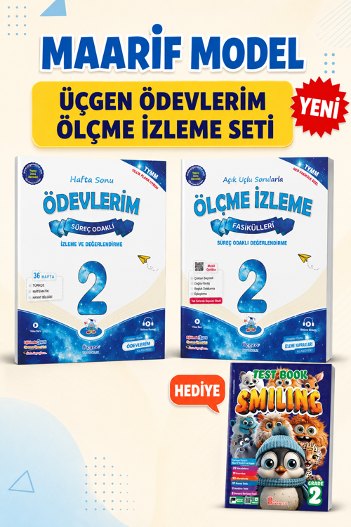 2.SINIF – ÜÇGEN BECERİ TEMELLİ ÖDEVLERİM + ÖLÇME İZLEME + SMILING TEST BOOK