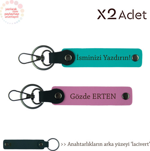 Kankaya Mezuniyet Sürprizi, İsim Yazılı 2’Li Anahtarlık Hediye Takımı, Koyu Turkuaz-Pembe-Lacivert
