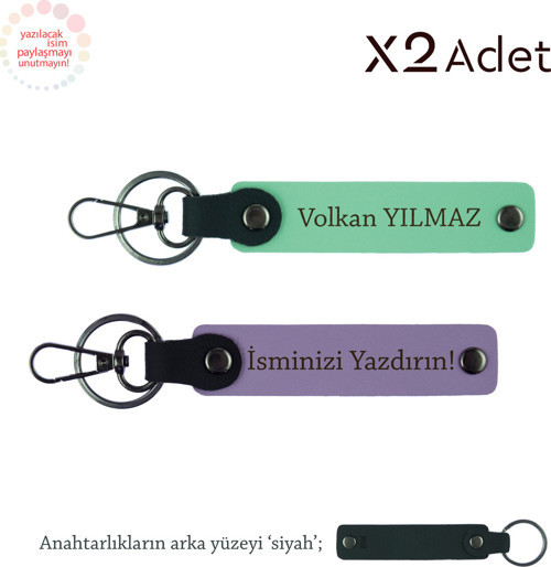Doktora Yılbaşı Hediyesi, İsimli & Soyisimli 2’Li Anahtarlık Seti, Mor Menekşe-Yeşil-Siyah