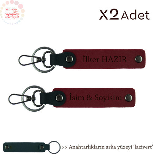 Arkadaşa Günlük Hayatta Eşlik Edecek Hediye – İkili Anahtarlık Seti, Bordo-Lacivert