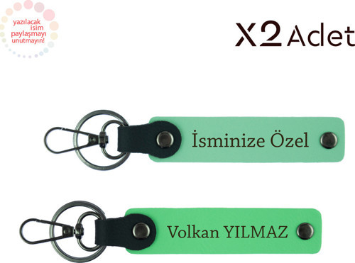 Yeni Doğan Ebeveynlerine, İsim & Soyisim Yazılı 2’Li Anahtarlık Seti, Yeşil-Fıstık Yeşil