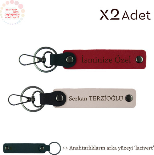 Anneler Gününe Zarif Jest, İsim & Soyisim Kişiselleştirilmiş 2’Li Anahtarlık, Kırmızı-Pudra-Lacivert