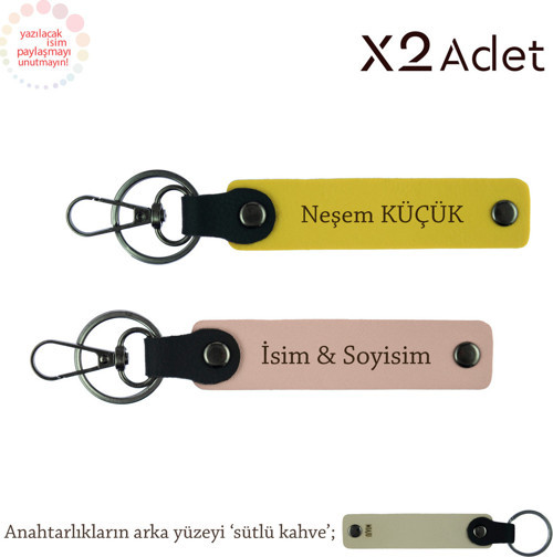 Komşuya 14 Şubat Armağanı, İsimli 2’Li Anahtarlık Takımı, Yavru Ağzı-Sarı-Sütlü Kahve