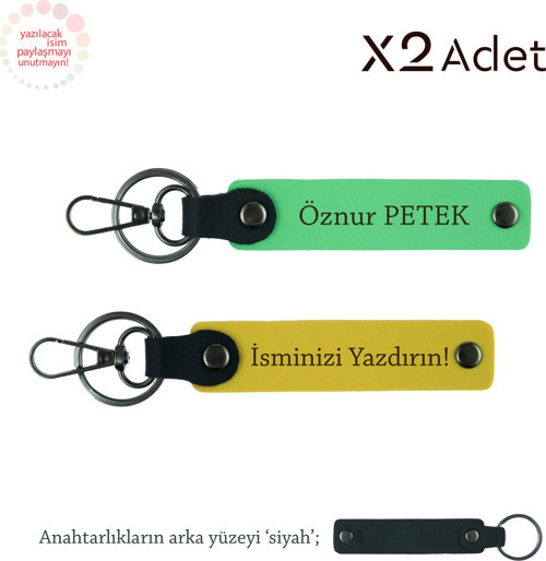 Dayıya Şık Armağan, İsimli & Soyisimli 2’Li Anahtarlık Hediye Takımı, Sarı-Fıstık Yeşil-Siyah