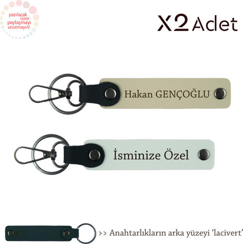 Bebeğinize Değerli Hatıra – Bebek İsimi Yazılabilen 2’Li Anahtarlık Seti, Beyaz-Sütlü Kahve-Lacivert