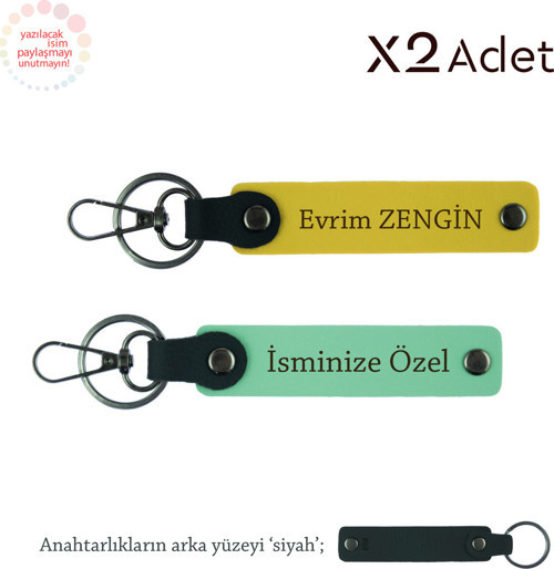 Dayıya Anlamlı Hediye, İsimli & Soyisimli 2’Li Anahtarlık Hediye Takımı, Yeşil-Sarı-Siyah