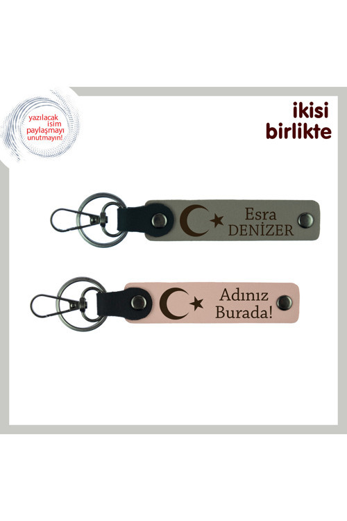 Yıllar Sonra Görülen Dost İçin Hediye – Ay Yıldız Temalı Anahtarlık Takımı, Kül Gri-Yavru Ağzı