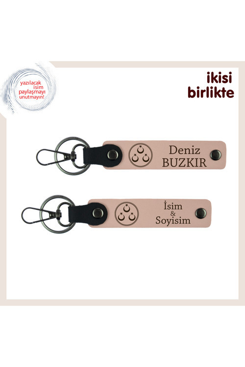 Şirket Çalışanlarına Anlamlı Armağan, Üç Ayyıldız Desenli Kişisel Anahtarlık Set, Yavru Ağzı-Y Ağzı