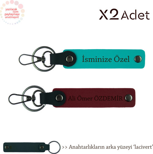 Erkek Arkadaşa Doğum Günü Hediyesi, İsimli 2’Li Anahtarlık Takımı, Koyu Turkuaz-Bordo-Lacivert