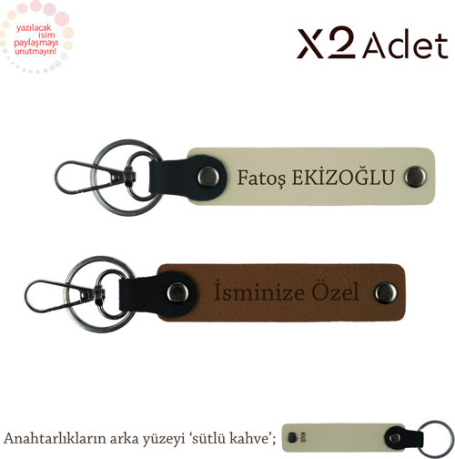 İsimli 2’Li Anahtarlık Seti, Açık Kahve-Sütlü Kahve-Sütlü Kahve