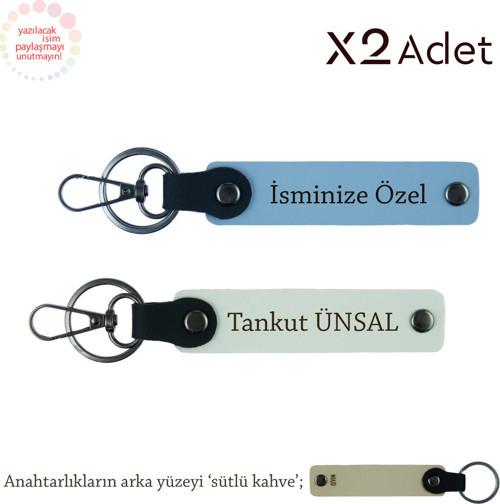 Babaya Manevi Sürpriz, İsim Yazılı 2’Li Anahtarlık Hediye Takımı, Gök Mavi-Beyaz-Sütlü Kahve