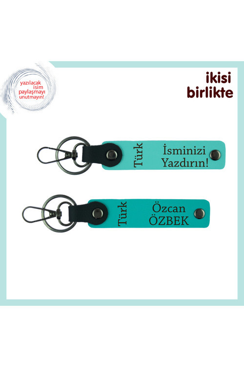 Romantik Hediyeler Arasında En Özeli – Türk Yazısı Kişiye Özel Anahtarlık, Turkuaz-Turkuaz
