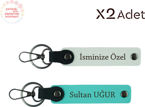İsim Ve Soyisimle Tamamen Size Özel – 2’Li Anahtarlık Takımı, Beyaz-Turkuaz