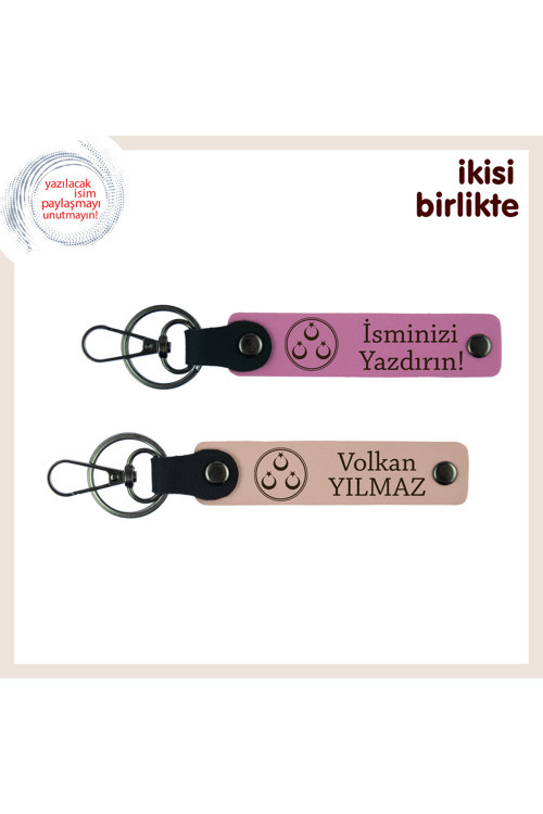 Aşkın Ve Sadakatin Sembolü – Eşe Özel Üç Ayyıldız Desenli Anahtarlık Takımı, Pembe-Yavru Ağzı