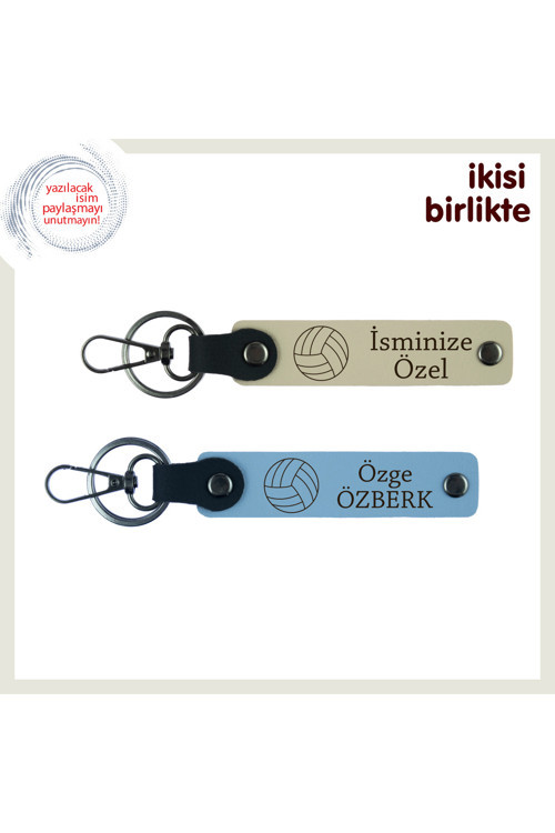 Antrenöre Tüm Takımın Sevgisini Gösteren Hediye, Yazılabilir Deri Anahtarlık Takımı, S Kahve-G Mavi