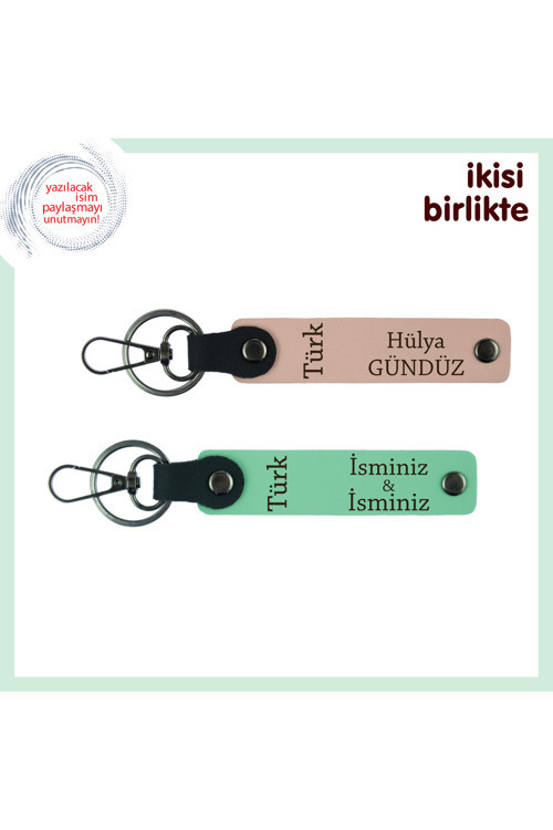 Unutulmaz Hediye Seçeneği – Türk Yazısı Temalı Kişisel X2 Anahtarlık, Yavru Ağzı-Yeşil