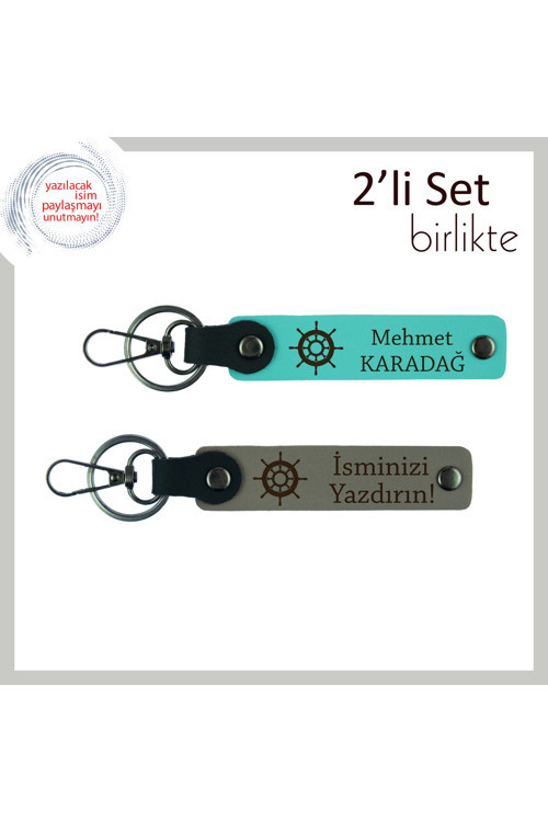 Kaptan Ruhlu Sevgilinizle Uyumlu Hediyelik, Gemi Temalı Anahtarlık Takımı, Turkuaz-Kül Gri