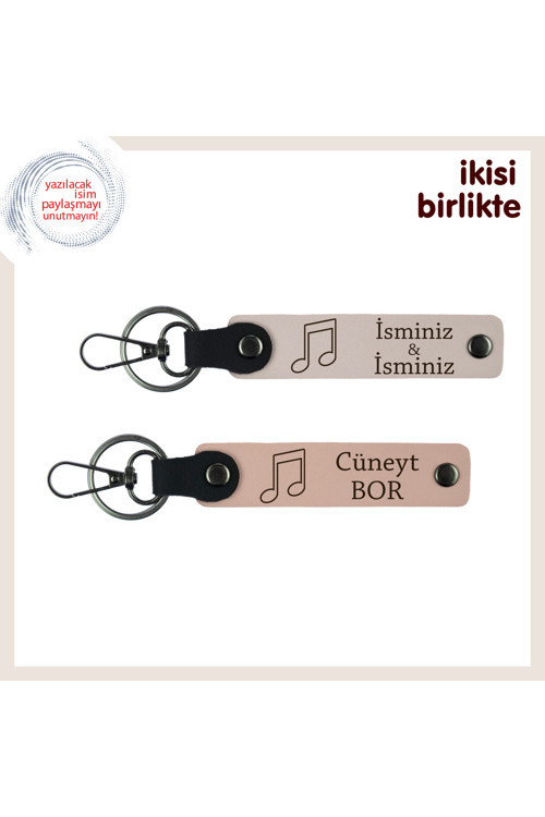 Playlist’İni Paylaştığın Kişiye Tatlı Sürpriz, Nota Temalı Anahtarlık Seti, Pudra-Yavru Ağzı