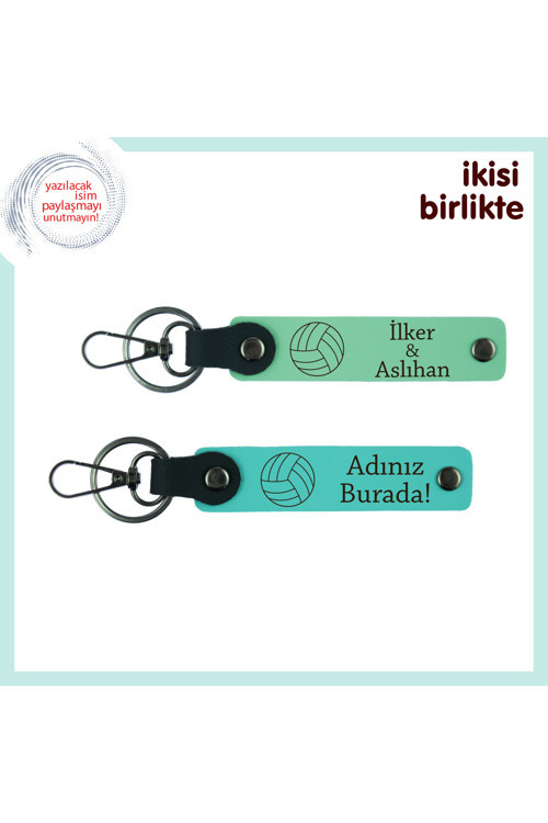 Antrenöre Teşekkür Etmenin En Sportif Yolu, Kişisel Deri Anahtarlık Takımı X2, Açık Yeşil-Turkuaz