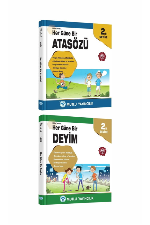 Mutlu Yayıncılık Her Güne Bir Atasözü 2.Seviye + Her Güne Bir Deyim 2'Li Set