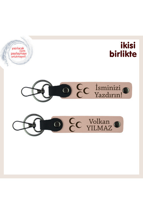 Şirket Çalışanlarına Hediye, Üç Hilal Desenli Kişisel Anahtarlık Set, Yavru Ağzı-Y Ağzı
