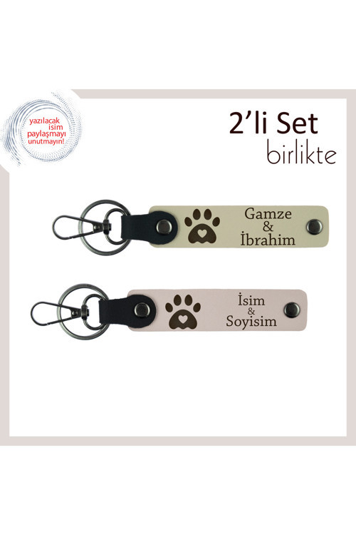 Veteriner Annesine Verilebilecek Sevimli Armağan, Kalpli Pati Temalı Deri Set, Sütlü Kahve-Pudra