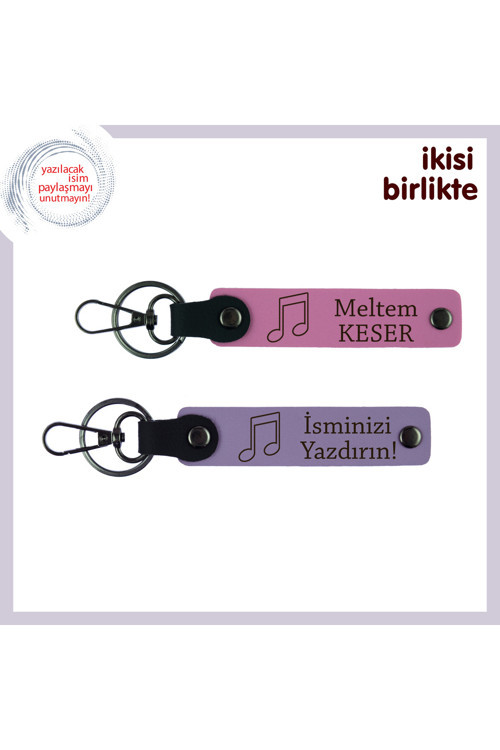 Aile İçi Müzik Sevgisini Simgeleyen Armağan, Kişisel Anahtarlık Takımı, Pembe-Mor Menekşe
