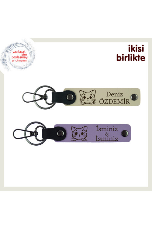 Patili Sevgilinizle Ortak Hatıra Taşıyacak Hediye, Kişisel Anahtarlık Takımı, S Kahve-Mor Menekşe