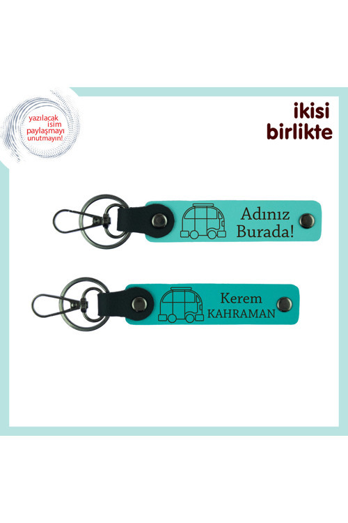 Gezgin Ruhlu Eşine Verilecek Armağan, Karavan Temalı Anahtarlık 2’Li Set, Turkuaz-Koyu Turkuaz