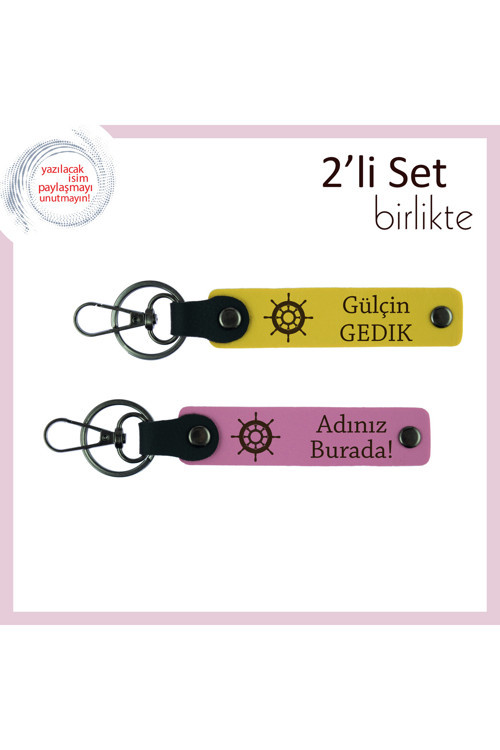 Denizle Bütünleşen Tarzlara Kişisel Armağan, Gemi Temalı Anahtarlık Seti, Sarı-Pembe