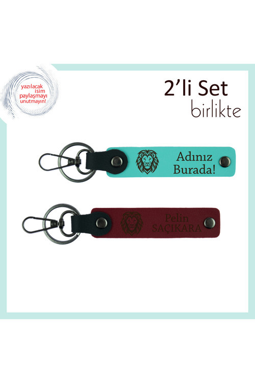 Kaplan Temalı Kalıcı Hatıralık Tasarım, Erkek Tarzına Hitap Eden 2’Li Set, Turkuaz-Bordo