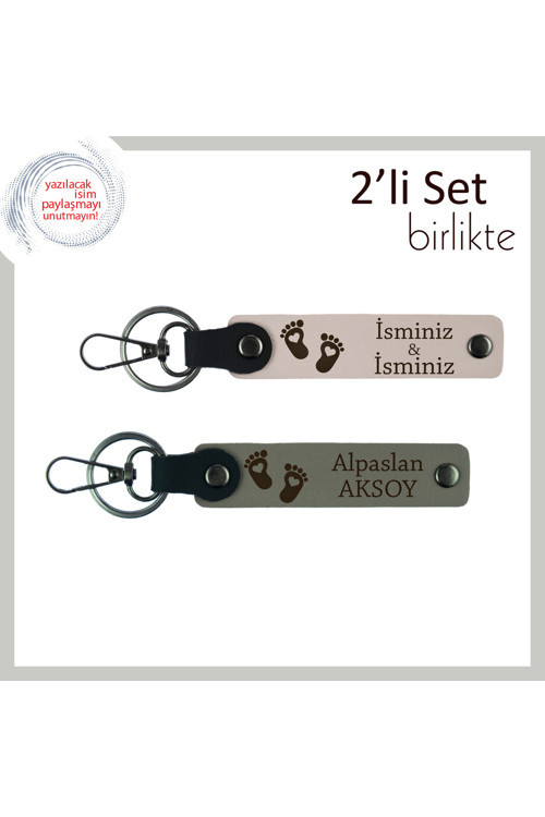 Anne Ve Babaya İlk Çocuklarının Hatırasını Sunan Tasarım, Kalpli Ayak Temalı Set, Pudra-Kül Gri