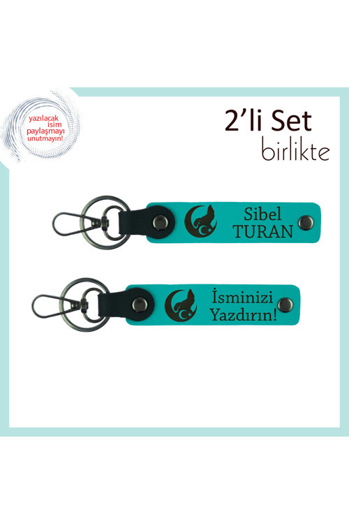 Kayınvalideye Sürpriz – Bozkurt Ve Ayyıldız Desenli İsimli Anahtarlık Takımı, K Turkuaz-Turkuaz