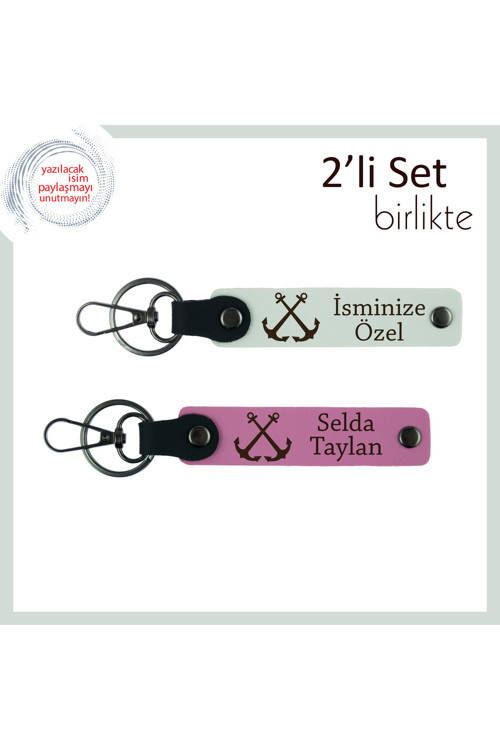 Çapa Motifiyle Sade Ve Zarif Tasarım Arayanlara Uygun Hediyelik Anahtarlık, Beyaz-Pembe