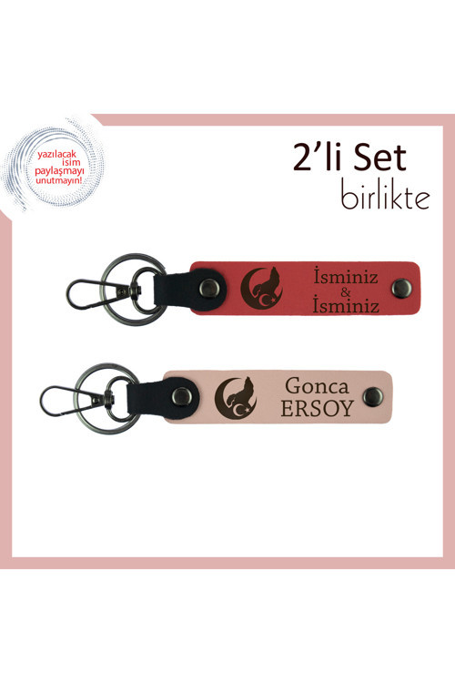 Amcaya Özgün Hediye – Bozkurt Ve Ayyıldız Temalı Kişisel Anahtarlık Seti, Nar Çiçeği-Yavru Ağzı