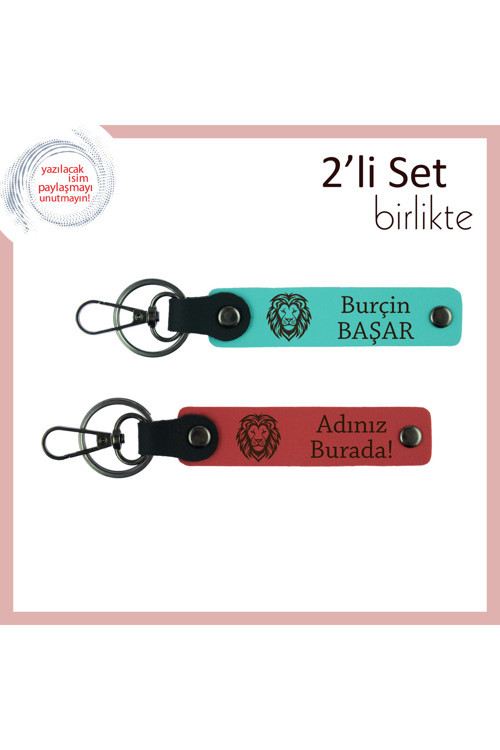 Kaplan Deseniyle Şıklık Ve Anlamı Buluşturan Hediye, Kişisel Deri Takım, Turkuaz-Nar Çiçeği