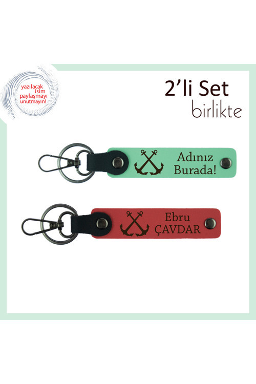 Denizi Yaşam Tarzı Haline Getirenler İçin Uygun Hediye, Gemici Çıpası Desenli Set, Açık Yeşil-Nar