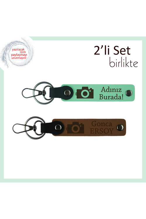 Fotoğraf Figürlü Minimalist Hediyelik, Sevgiliye Kalıcı Yazı Eklenebilir Set, Açık Yeşil-Açık Kahve