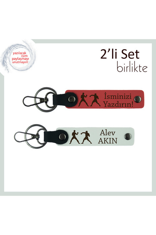 Dojo’Nun Sükuneti, Ringin Gürültüsü, İsme Özel 2’Li Anahtarlık Seti, Nar Çiçeği-Beyaz