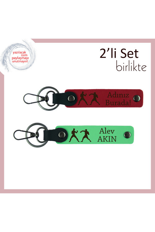 Mücadeleyi Sırtlayan Ruhlara, Yumruk Temalı, Kişisel Yazılı Anahtarlık, Kırmızı-Fıstık Yeşil