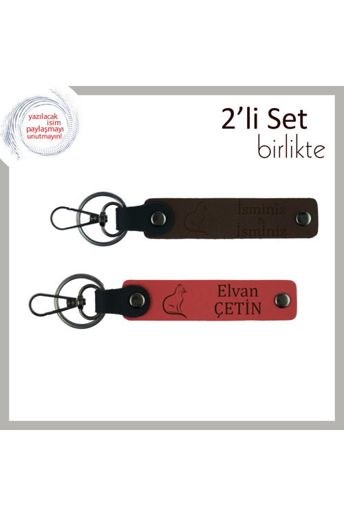 Mırıldayan Günlerin Hatırasına, Kedi Temalı, Kişisel Yazılı Anahtarlık, Koyu Kahve-Nar Çiçeği