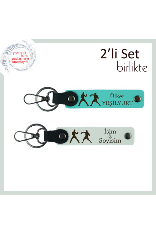 Zor Anlarda Bile Ayakta Kalanlara, Direnç Temalı, İsme Özel Deri Anahtarlık, Turkuaz-Beyaz