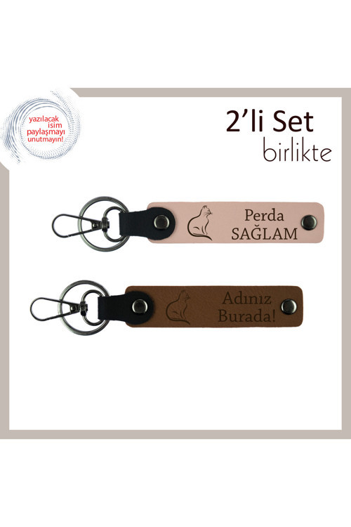 Tatlı Can Dostuna Anlamlı Hediye, Patili Figürlü, Kişisel Deri Anahtarlık, Yavru Ağzı-Açık Kahve