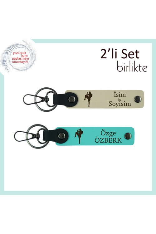 Erkek Arkadaşa Karizmatik Hediye, Boks Desenli Kişisel Yazı Eklenebilir Anahtarlık, S Kahve-Turkuaz