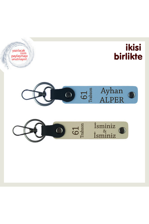 Evlilik Yıldönümüne Trabzonlu Dokunuş, 61 Temalı Anahtarlık 2'Li Set, Gök Mavi-Sütlü Kahve