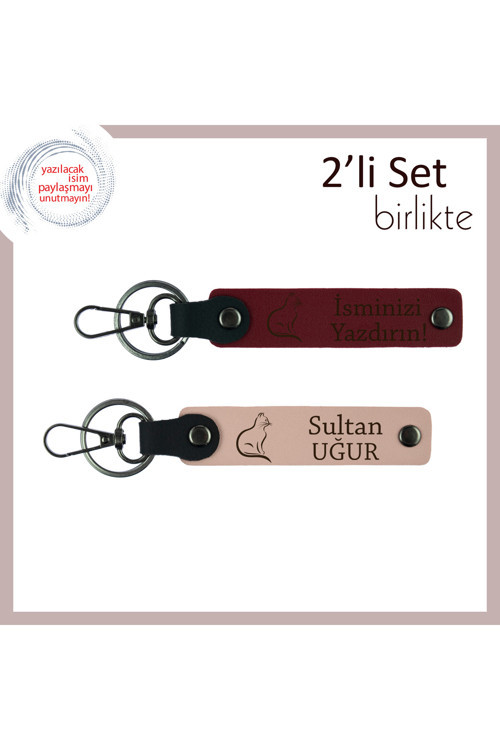 Mırlayan Tarzlara Uygun, Patili Motifli, Kişisel Yazılı Anahtarlık, Bordo-Yavru Ağzı