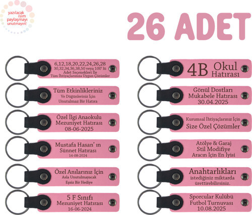 Pembe, Öğretmeninden Öğrencilerine Mesajlı Karne Anı Anahtarlık 26’Lı Set, Tüm Sınıfa Özel Hediye
